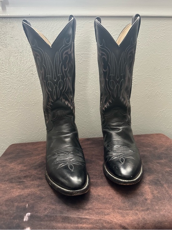 Justin Boots Other - Vintage Justin Handmade Men's Black Leather Western Cowboy Boots Size 8D